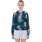 Seamless Pattern Owls Dreaming Women s Tie Up Sweat