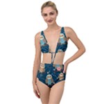 Seamless Pattern Owls Dreaming Tied Up Two Piece Swimsuit