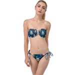 Seamless Pattern Owls Dreaming Twist Bandeau Bikini Set