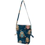 Seamless Pattern Owls Dreaming Folding Shoulder Bag