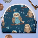 Seamless Pattern Owls Dreaming Horseshoe Style Canvas Pouch