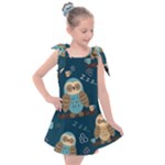 Seamless Pattern Owls Dreaming Kids  Tie Up Tunic Dress