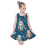Seamless Pattern Owls Dreaming Kids  Summer Dress