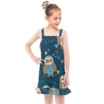 Seamless Pattern Owls Dreaming Kids  Overall Dress