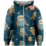 Seamless Pattern Owls Dreaming Kids  Zipper Hoodie Without Drawstring