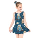 Seamless Pattern Owls Dreaming Kids  Skater Dress Swimsuit