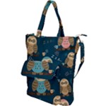 Seamless Pattern Owls Dreaming Shoulder Tote Bag