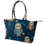 Seamless Pattern Owls Dreaming Canvas Shoulder Bag