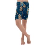Seamless Pattern Owls Dreaming Kids  Lightweight Velour Cropped Yoga Leggings