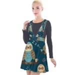 Seamless Pattern Owls Dreaming Plunge Pinafore Velour Dress