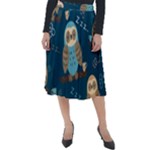 Seamless Pattern Owls Dreaming Classic Velour Midi Skirt 