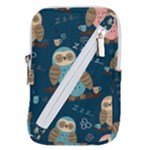 Seamless Pattern Owls Dreaming Belt Pouch Bag (Large)
