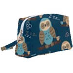 Seamless Pattern Owls Dreaming Wristlet Pouch Bag (Large)