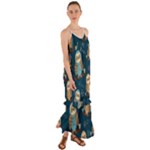 Seamless Pattern Owls Dreaming Cami Maxi Ruffle Chiffon Dress