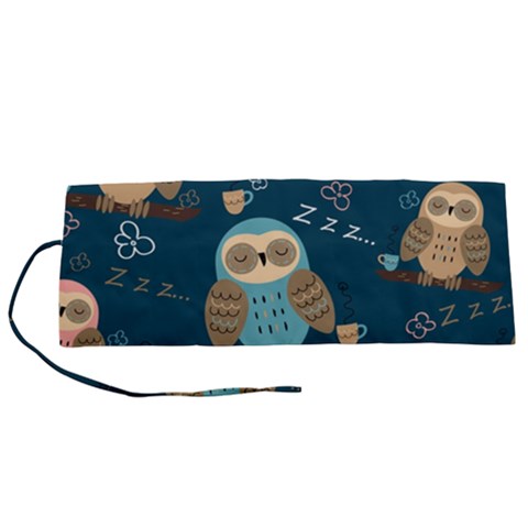 Seamless Pattern Owls Dreaming Roll Up Canvas Pencil Holder (S) from ArtsNow.com