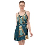 Seamless Pattern Owls Dreaming Summer Time Chiffon Dress
