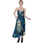 Seamless Pattern Owls Dreaming Tie Back Maxi Dress