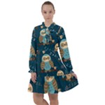 Seamless Pattern Owls Dreaming All Frills Chiffon Dress