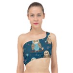 Seamless Pattern Owls Dreaming Spliced Up Bikini Top 