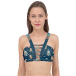 Seamless Pattern Owls Dreaming Cage Up Bikini Top