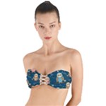 Seamless Pattern Owls Dreaming Twist Bandeau Bikini Top
