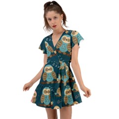 Flutter Sleeve Wrap Dress 
