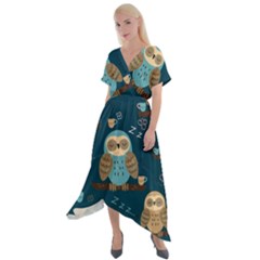 Cross Front Sharkbite Hem Maxi Dress 