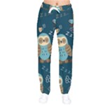 Seamless Pattern Owls Dreaming Women Velvet Drawstring Pants