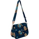 Seamless Pattern Owls Dreaming Saddle Handbag