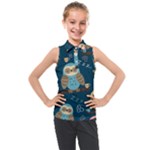 Seamless Pattern Owls Dreaming Kids  Sleeveless Polo T-Shirt
