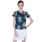 Seamless Pattern Owls Dreaming Women s Sports Top