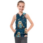 Seamless Pattern Owls Dreaming Kids  Sleeveless Hoodie