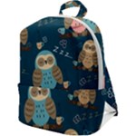 Seamless Pattern Owls Dreaming Zip Up Backpack