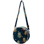 Seamless Pattern Owls Dreaming Crossbody Circle Bag