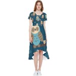 Seamless Pattern Owls Dreaming High Low Boho Dress