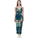 Seamless Pattern Owls Dreaming V-Neck Camisole Jumpsuit