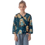 Seamless Pattern Owls Dreaming Kids  Sailor Shirt