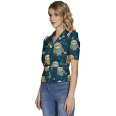 Puffed Short Sleeve Button Up Jacket 