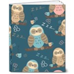 Seamless Pattern Owls Dreaming 8  x 10  Hardcover Notebook