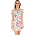 Cute Doodle Cartoon Seamless Pattern Bodycon Dress