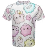 Cute Doodle Cartoon Seamless Pattern Men s Cotton T-Shirt