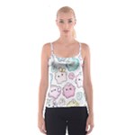 Cute Doodle Cartoon Seamless Pattern Spaghetti Strap Top