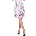Cute Doodle Cartoon Seamless Pattern A-Line Skirt