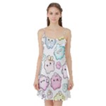 Cute Doodle Cartoon Seamless Pattern Satin Night Slip