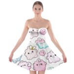 Cute Doodle Cartoon Seamless Pattern Strapless Bra Top Dress