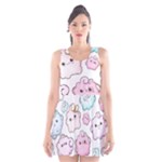 Cute Doodle Cartoon Seamless Pattern Scoop Neck Skater Dress