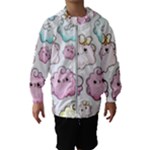 Cute Doodle Cartoon Seamless Pattern Kids  Hooded Windbreaker