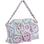 Cute Doodle Cartoon Seamless Pattern Canvas Crossbody Bag