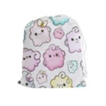 Cute Doodle Cartoon Seamless Pattern Drawstring Pouch (XL)