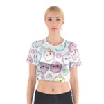 Cute Doodle Cartoon Seamless Pattern Cotton Crop Top